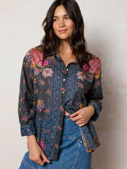 Barcelona Cotton Button Down - English Garden Charcoal