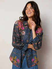 Barcelona Cotton Button Down - English Garden Charcoal