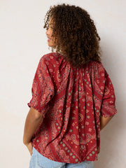 April Top - Brick Red Bandana