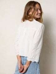 Lyla Cotton Eyelet Tie Top - White