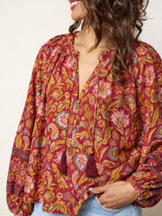 Get Up & Go Top - Sunnyfield Floral Red