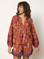 Get Up & Go Top - Sunnyfield Floral Red