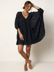 Mia Cotton Eyelet Dress - Black