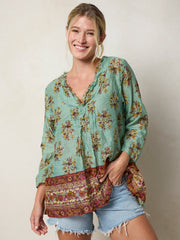 Cotton Tunic-In-A-Bag - Aqua Riviera Floral