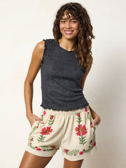 Janie Pointelle Tank - Charcoal