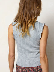 Janie Pointelle Tank - Heather Grey