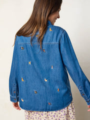 Fave Little Things Embroidered Shirt - Denim Pets