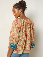 Magnolia Cotton Top - Blue Cream Ditsy