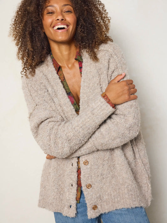 Like-A-Hug Boucle Cardigan Sweater - Mushroom