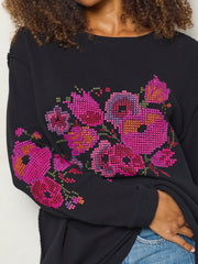 Aida Embroidered Thermal - Cross Stitch Black
