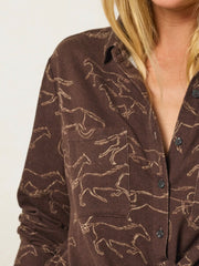 Rocky Sweater Knit Button Down - Western Wild Chocolate