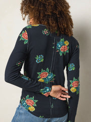 Layer Up Ribbed Henley - Mystic Bouquets Black