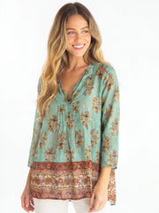 Cotton Tunic-In-A-Bag - Aqua Riviera Floral