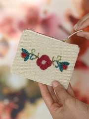 Beaded Coin Purse - Folk Flower